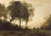 Jean Baptiste Camille  Corot rural scene oil painting on canvas